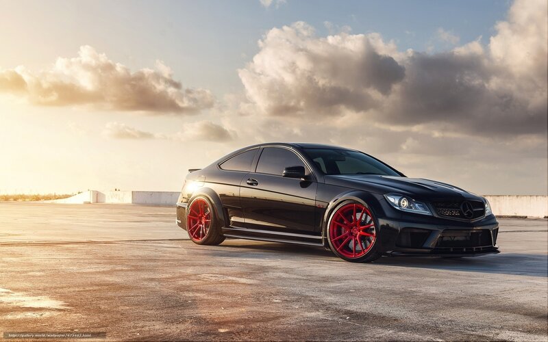 Black Mercedes-Benz C63 AMG — Dramatic, Sunset