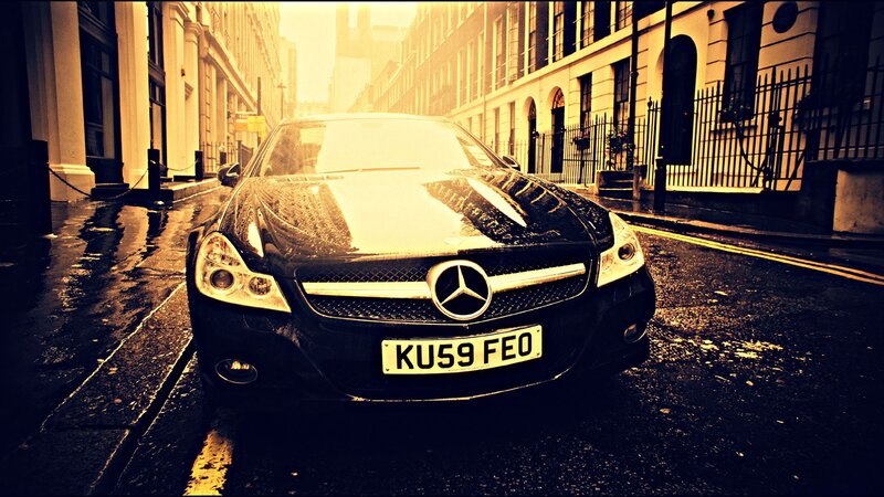 Black Mercedes-benz Car — Dramatic, Morning
