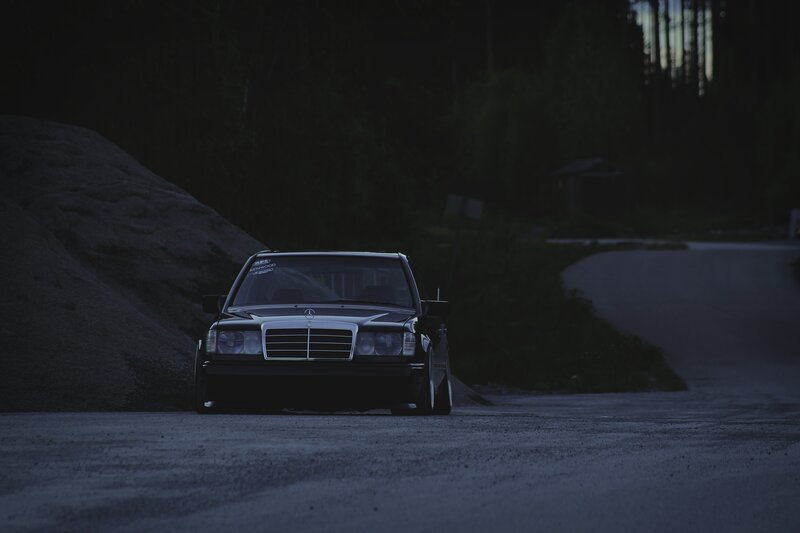 Black Mercedes-benz Car — Dramatic, Night, Photograph