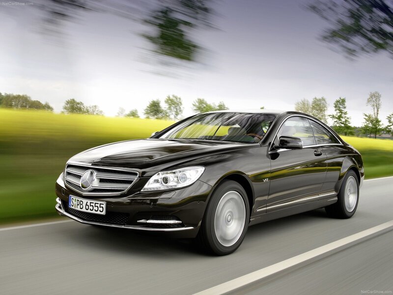 Black Mercedes-Benz CL-Class in motion