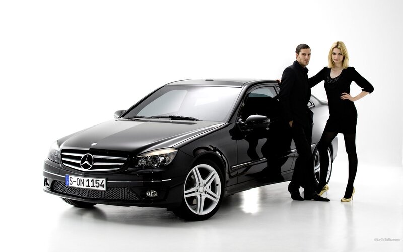 Black Mercedes-Benz CLS with models