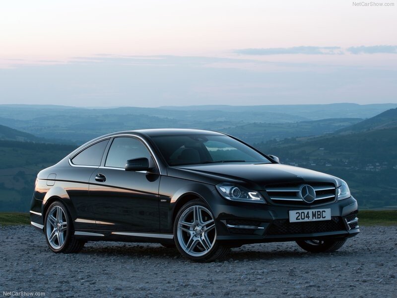 black mercedes-benz coupe