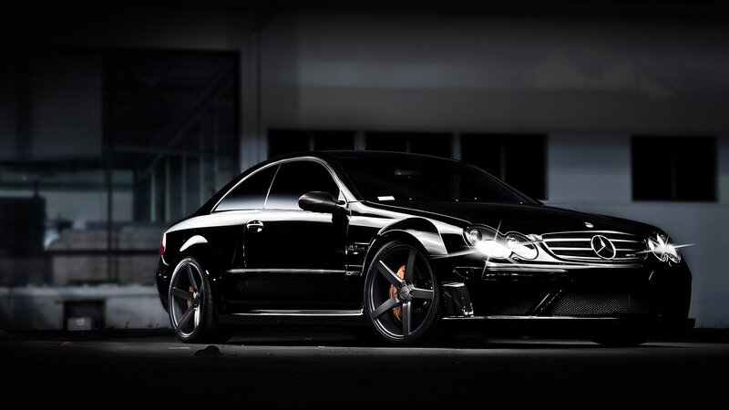 black mercedes-benz coupe