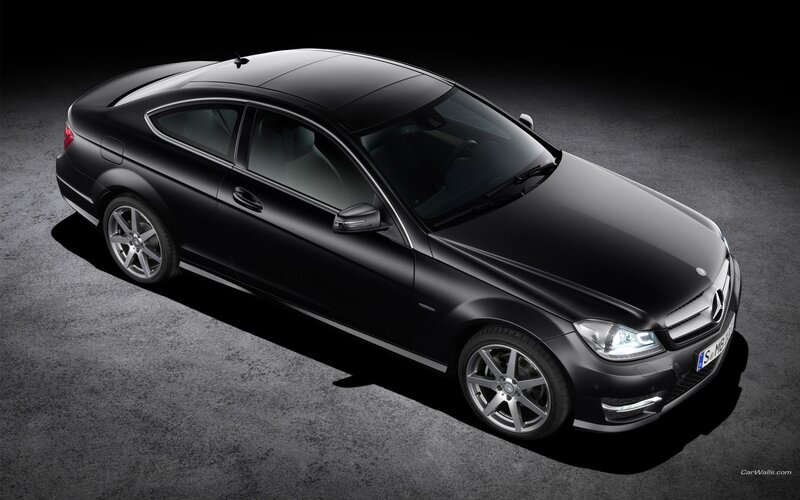 black mercedes-benz coupe