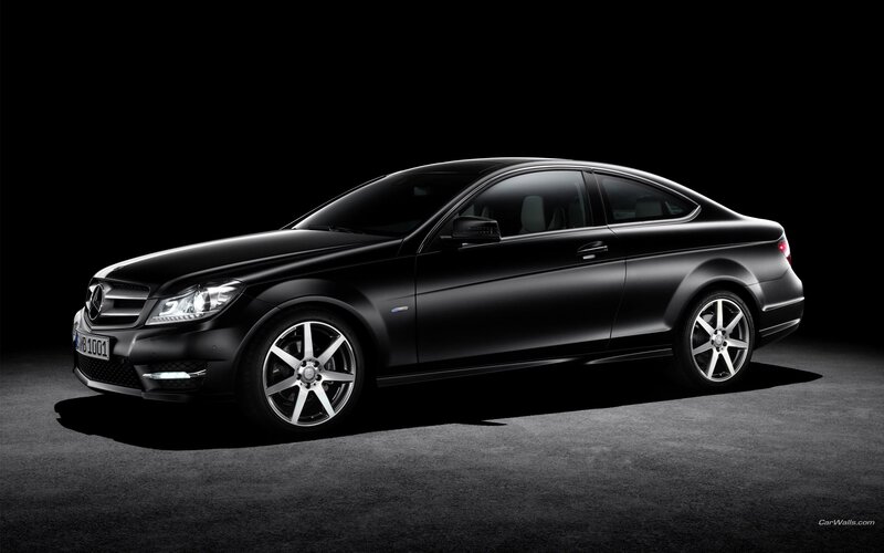 black mercedes-benz coupe