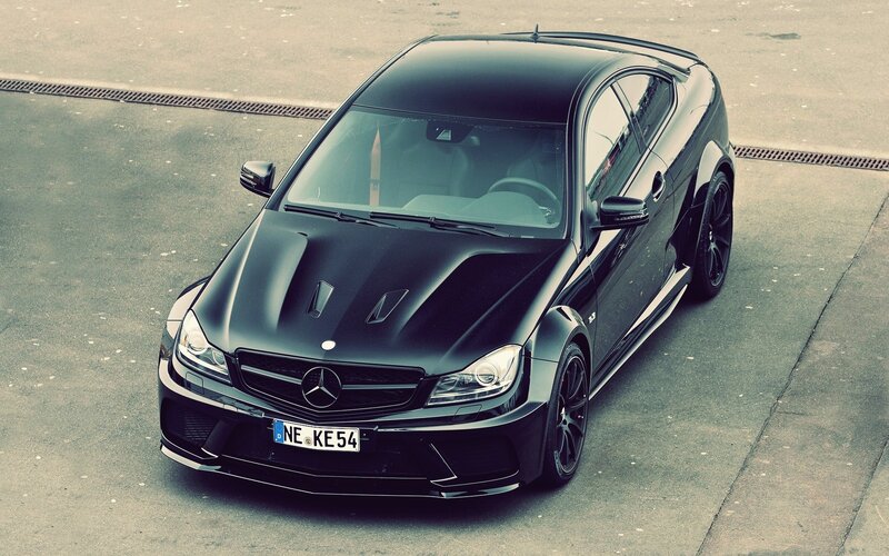 black mercedes-benz coupe