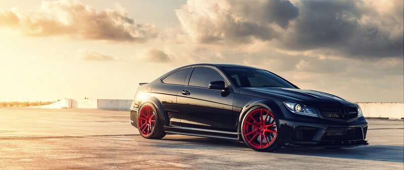 Black Mercedes-Benz Coupe — Dramatic, Sunset, Photograph, Car