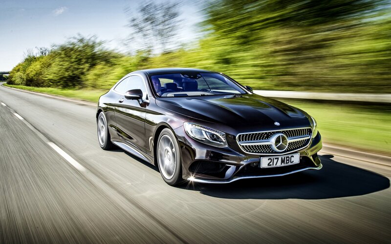 Black Mercedes-benz Coupe — Dynamic, Afternoon, Photograph, Car, Road