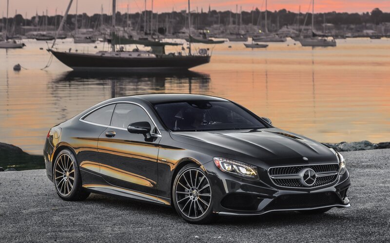 Black Mercedes-Benz Coupe — Serene, Sunset, Photograph, Boat