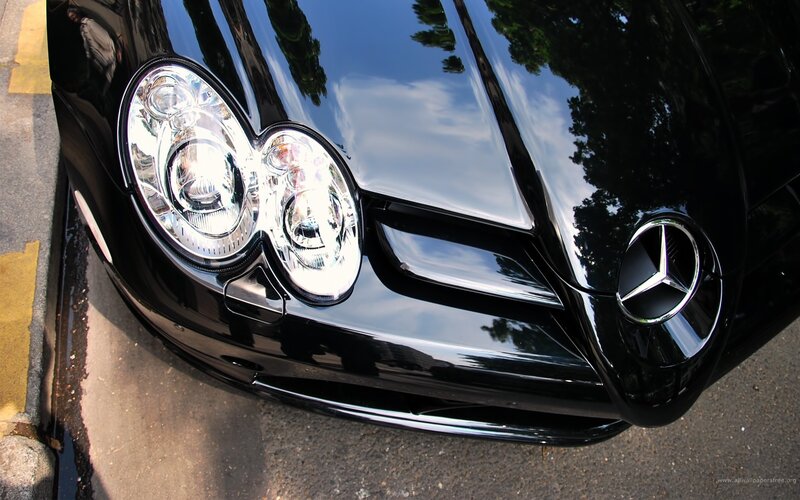 black mercedes-benz front view