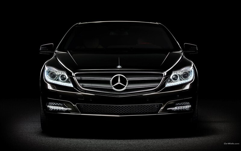 black mercedes-benz front view