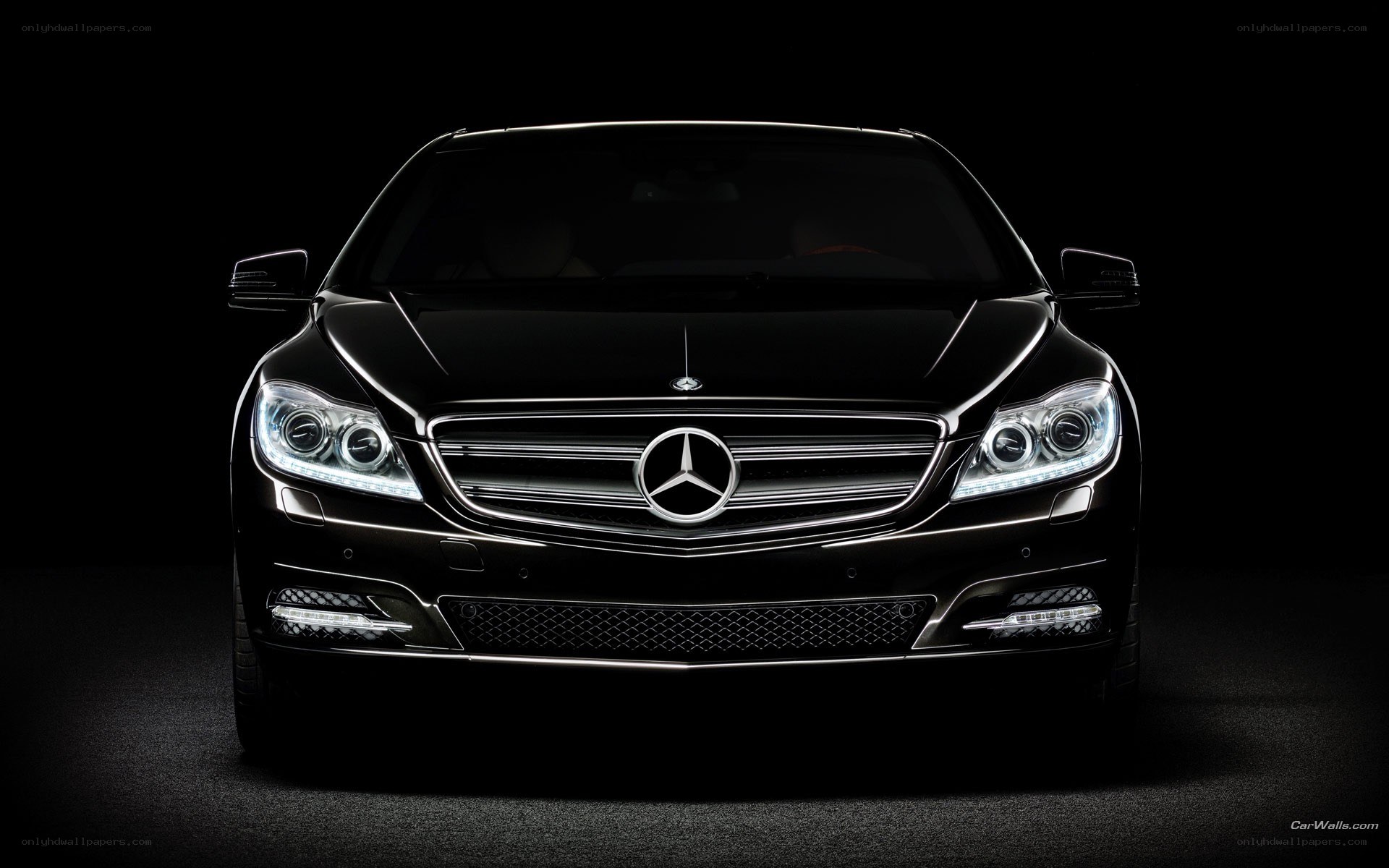 black mercedes-benz front view