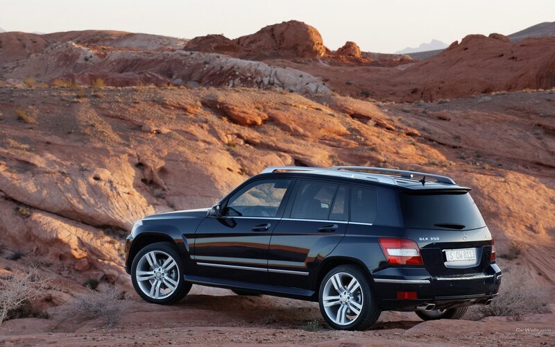 Black Mercedes-Benz GLK in desert