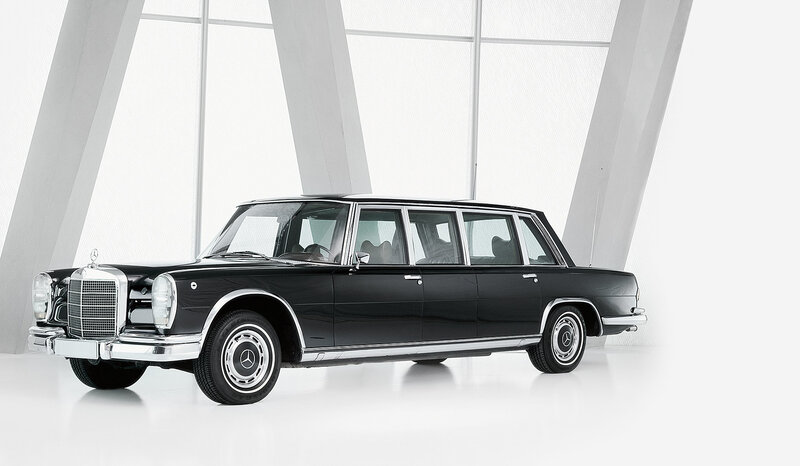 Black Mercedes-Benz limousine