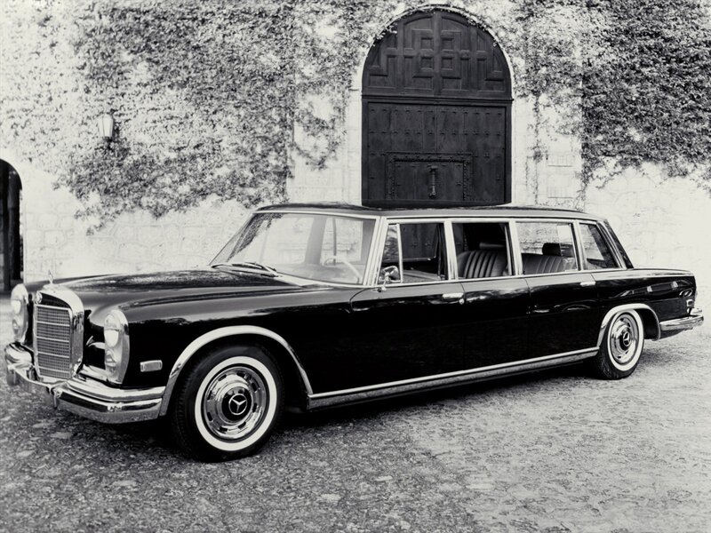Black Mercedes-Benz limousine