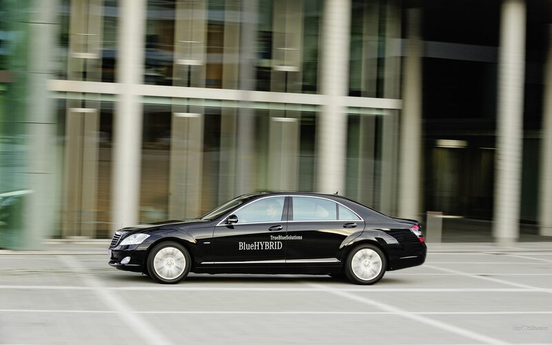 Black Mercedes-Benz S-Class in motion