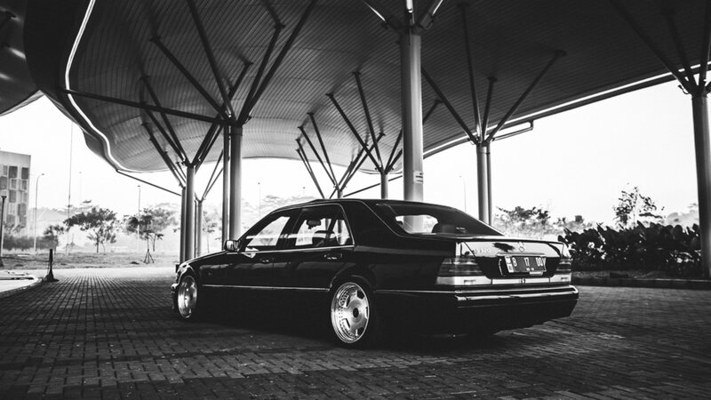 Black Mercedes-benz Sedan — Dramatic, Morning