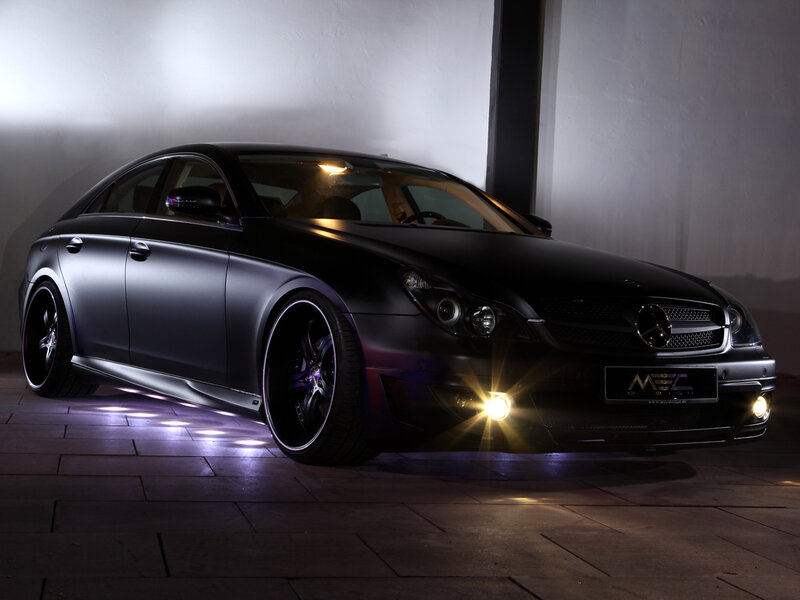 Black Mercedes-Benz Sedan — Dramatic, Night, Photograph