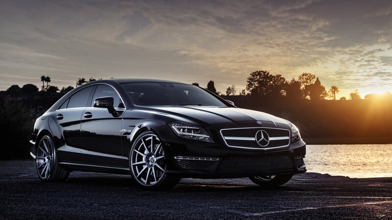 Black Mercedes-benz Sedan — Dramatic, Sunset, Photograph