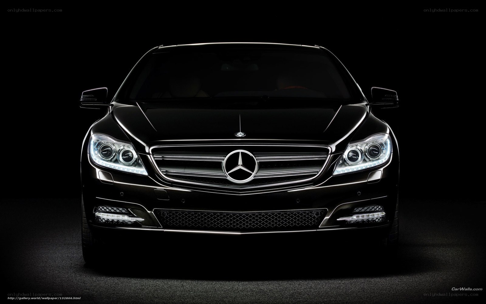 Black Mercedes-Benz sedan front view