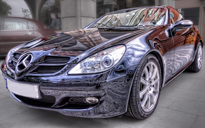 Black Mercedes-benz Slk — Dramatic, Photograph