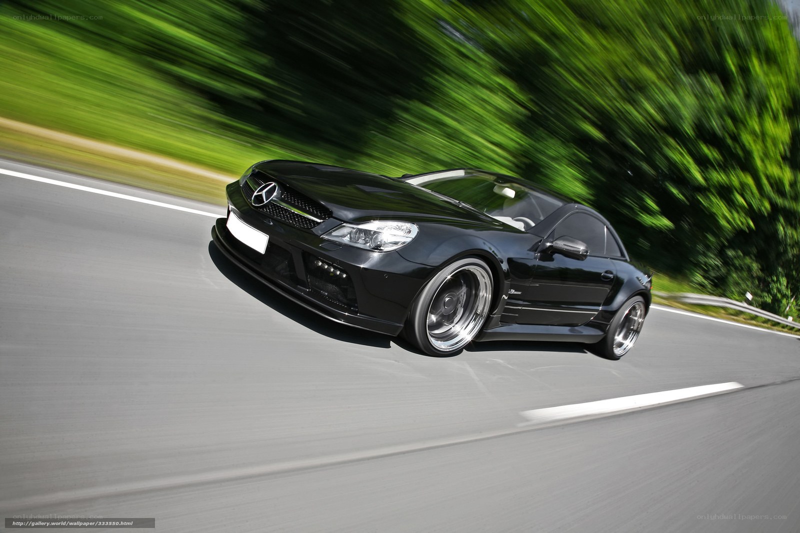 Black Mercedes-Benz SLK speeding