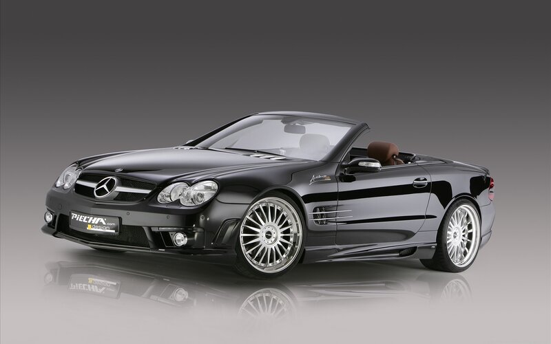 Black Mercedes-Benz SLK with custom wheels