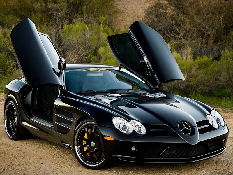 Black Mercedes-benz Slr — Dramatic, Afternoon, Photograph, Car, Doors