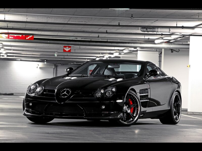 Black Mercedes-benz Slr — Dramatic, Photograph, Car, Parking Garage