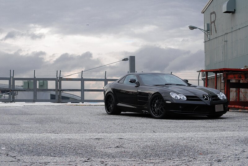 Black Mercedes-Benz SLR parked