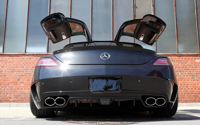Black Mercedes-Benz SLS AMG rear view