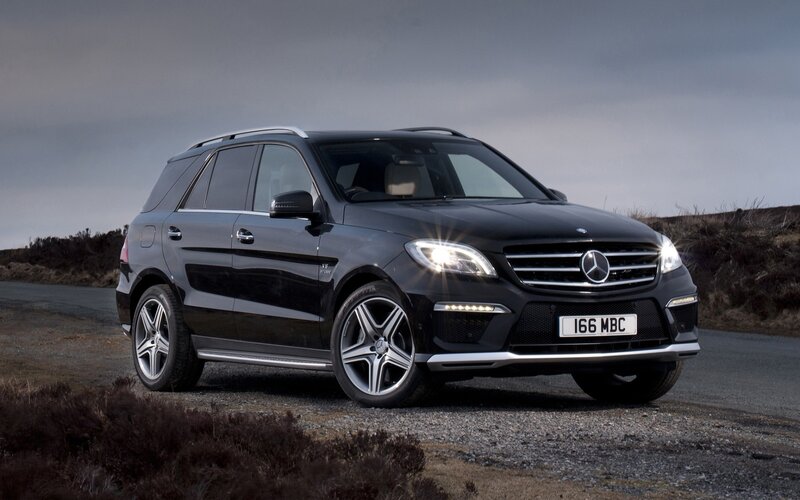Black Mercedes-Benz SUV on road