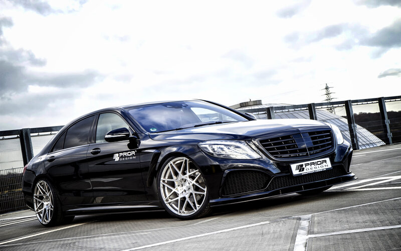 black mercedes-benz with prior design