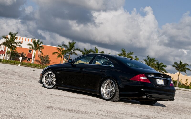 black mercedes cl550 parked outside