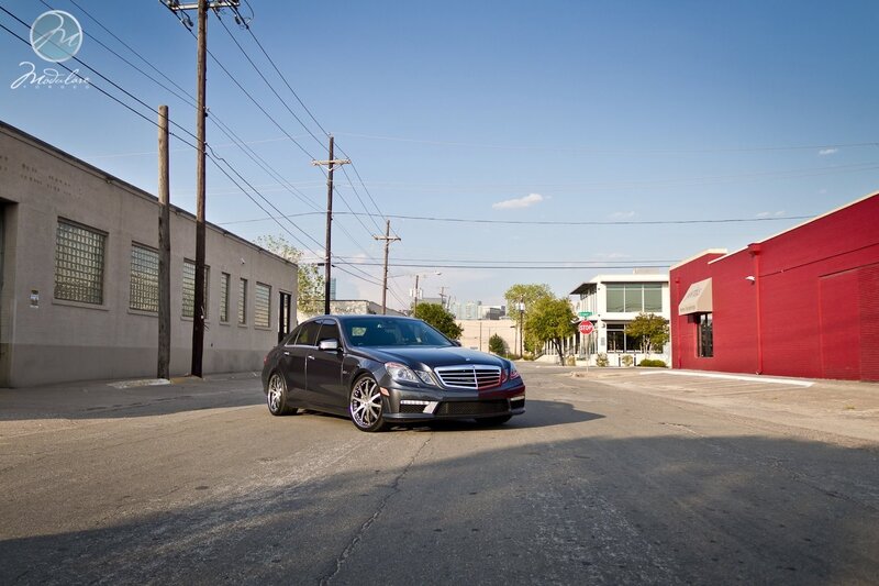 Black Mercedes on a city street
