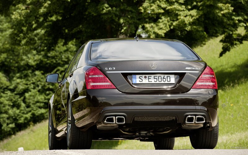 black mercedes s63 amg rear view