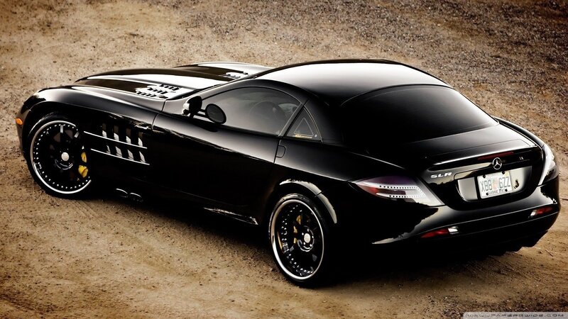 Black Mercedes Slr Roadster — Dramatic, Photograph