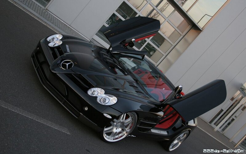 Black Mercedes SLR with doors open