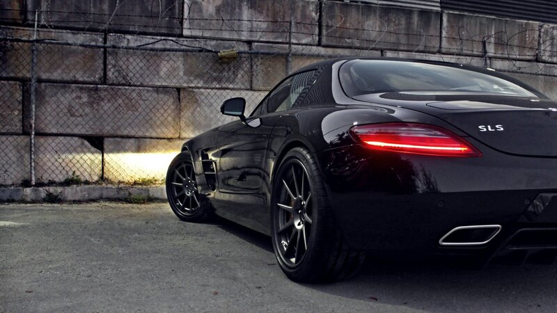black mercedes sls amg parked
