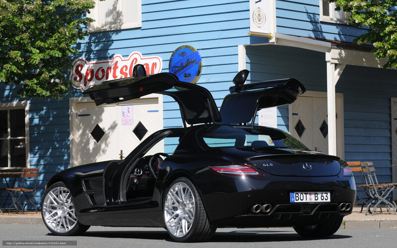 Black Mercedes SLS AMG parked