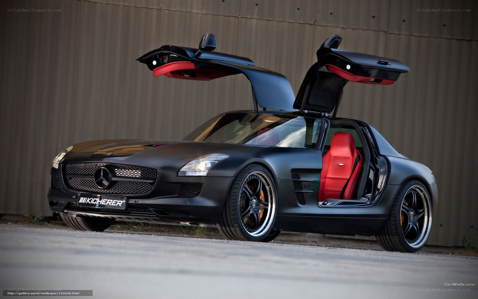 Black Mercedes SLS with doors open