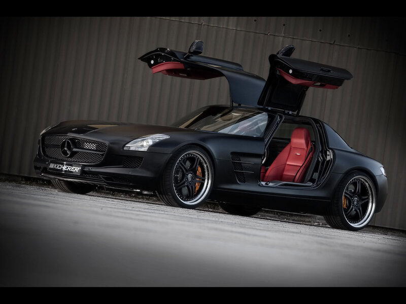 Black Mercedes SLS with open doors