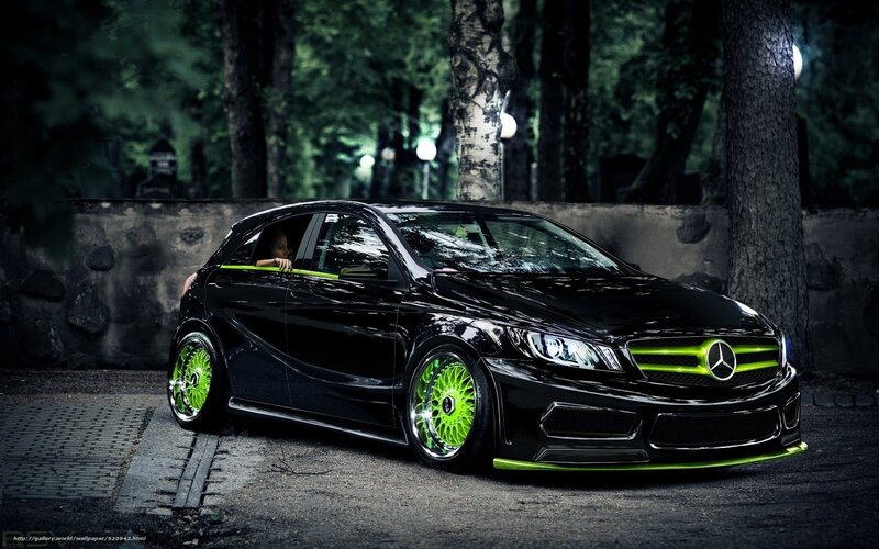 black mercedes with green accents