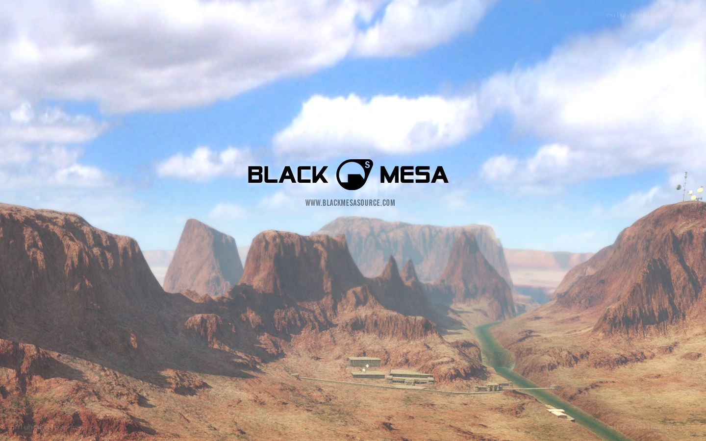 Black Mesa logo in desert landscape