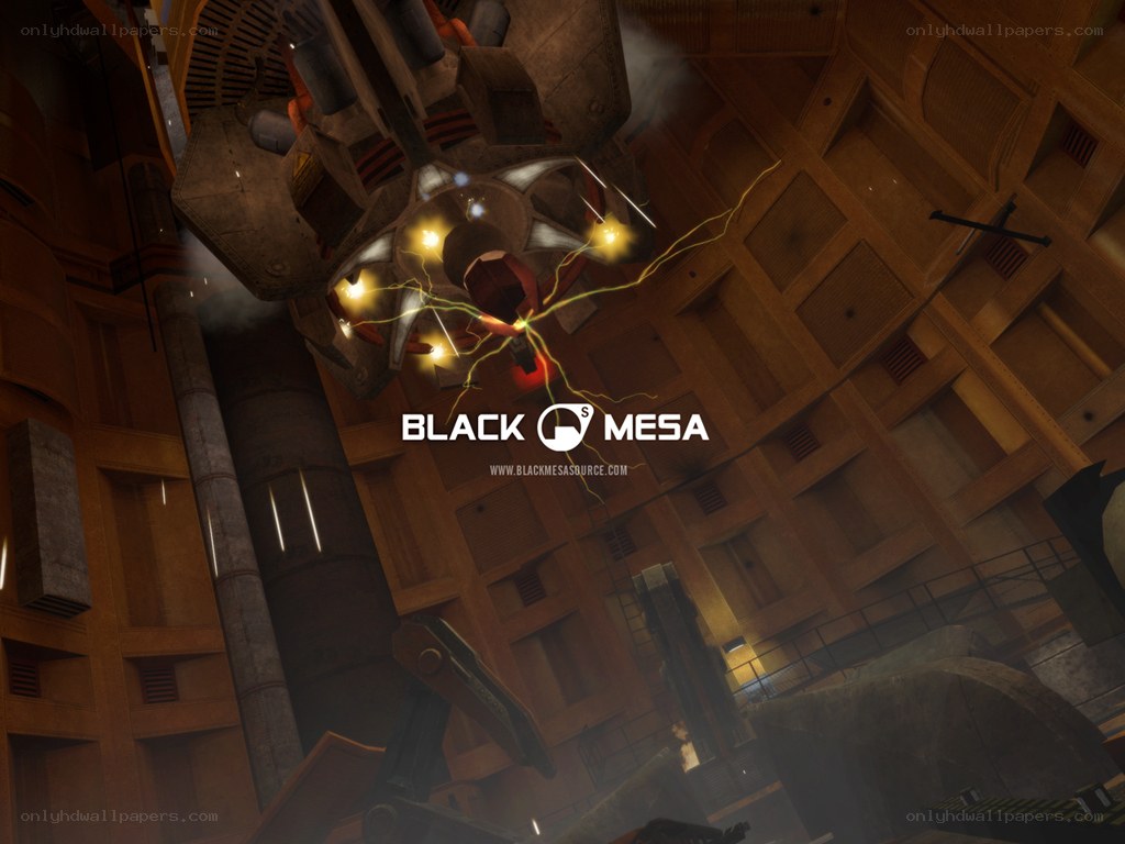Black Mesa logo in industrial setting