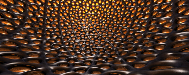 Black Mesh with Glowing Holes