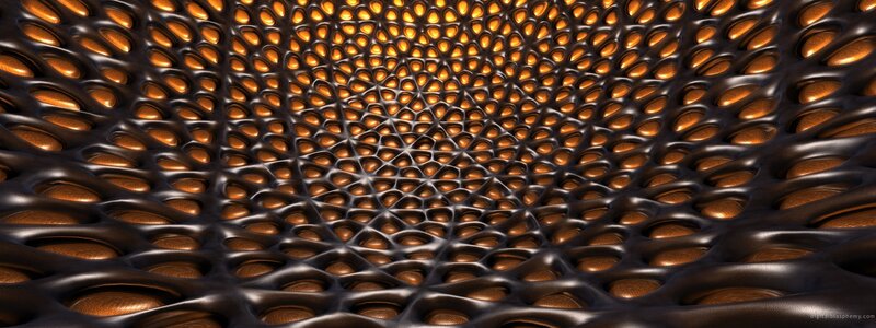 Black Mesh with Golden Holes