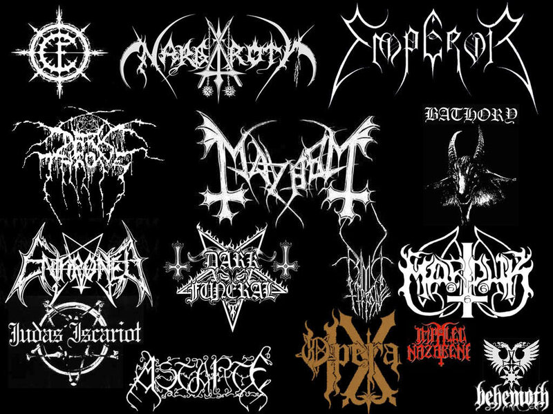 Black metal band logos collage