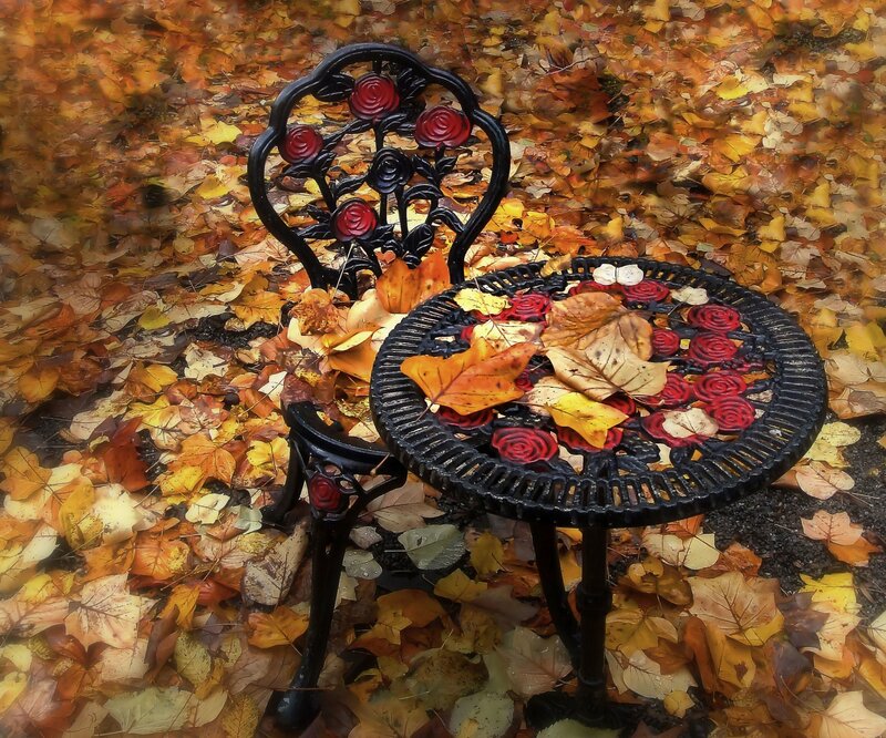 Black Metal Chair and Table