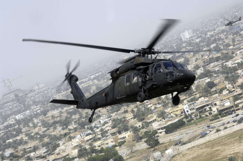 Black Military Helicopter — Dramatic